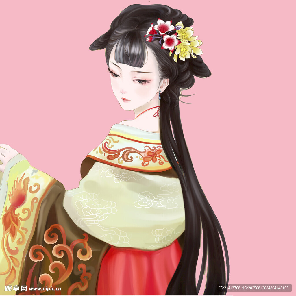 古風(fēng)漢服女子優(yōu)雅側(cè)影