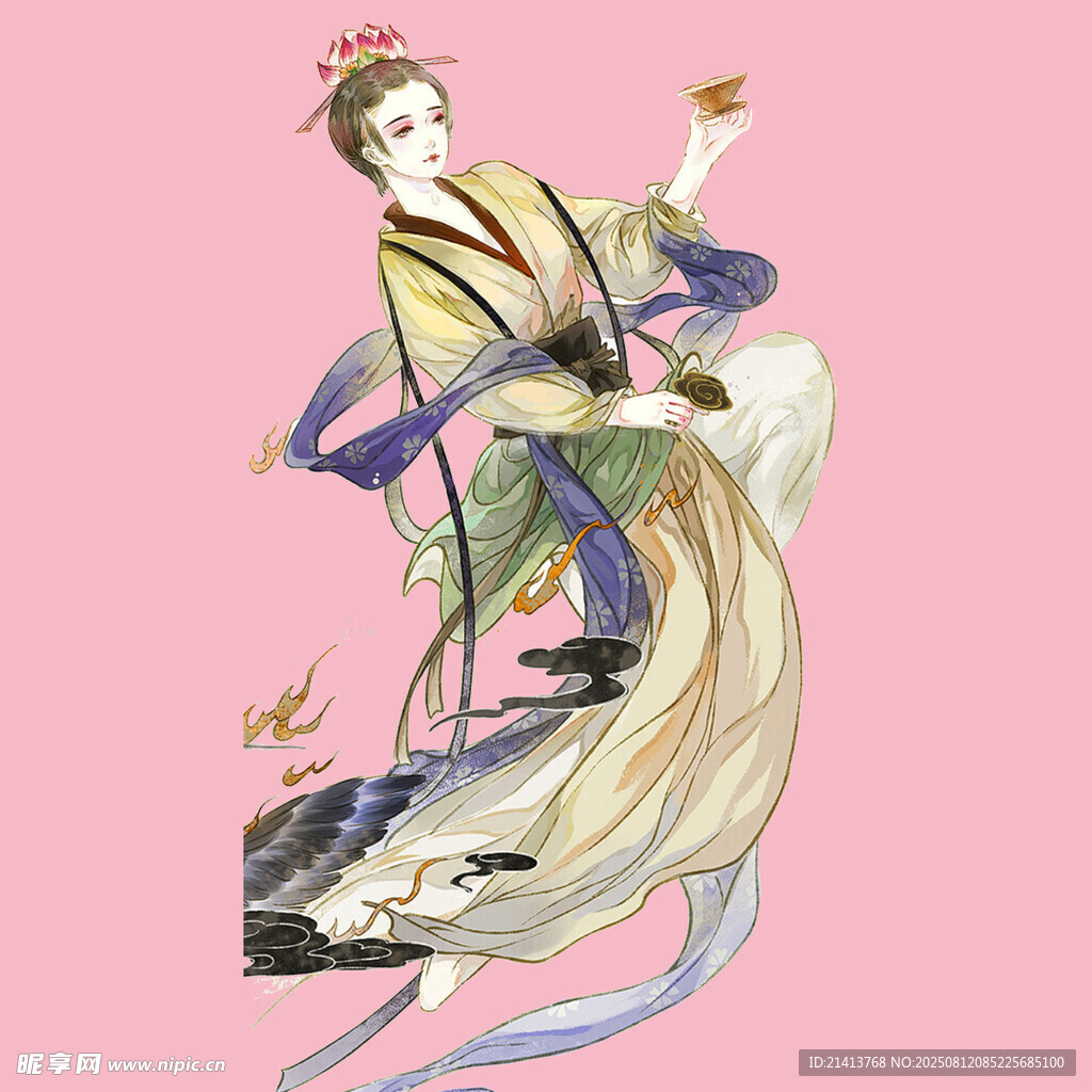 古風(fēng)漢服女子優(yōu)雅持物圖