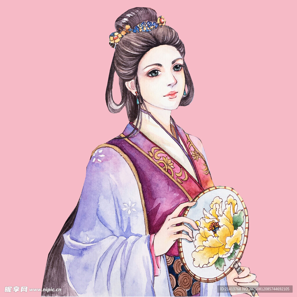 古風(fēng)持扇女子形象