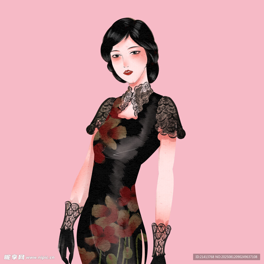 復(fù)古旗袍少女形象展示