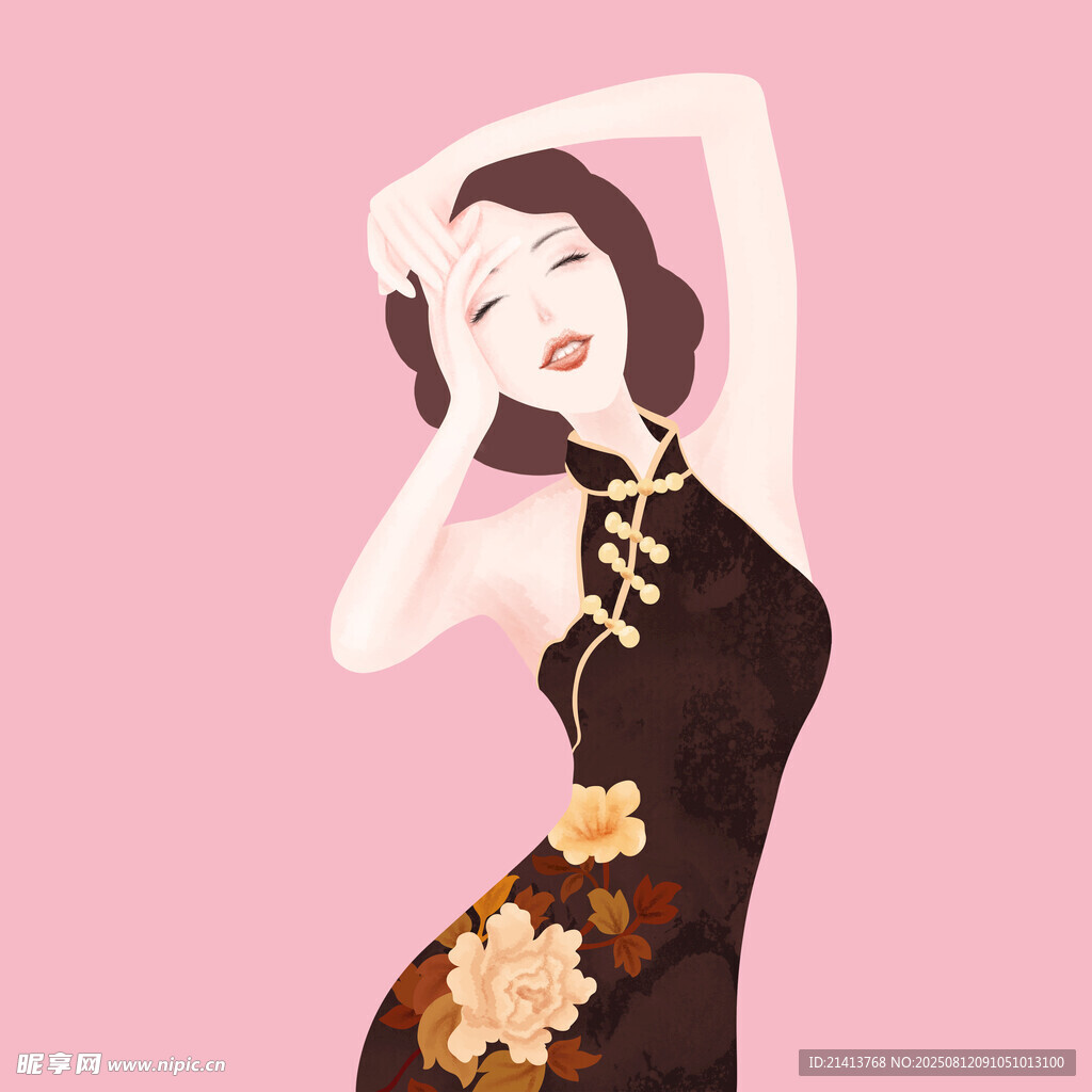 身著旗袍的優(yōu)雅東方女性