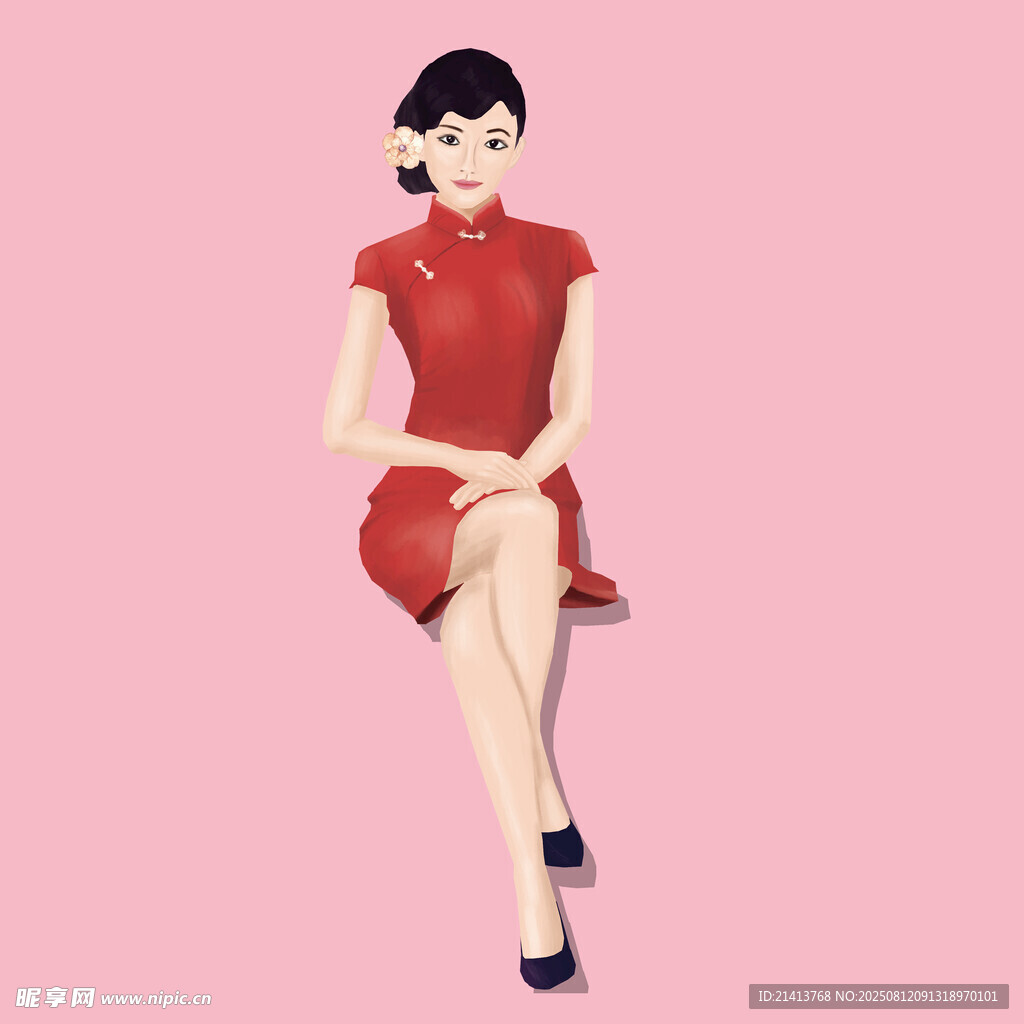 身著旗袍的優(yōu)雅女性