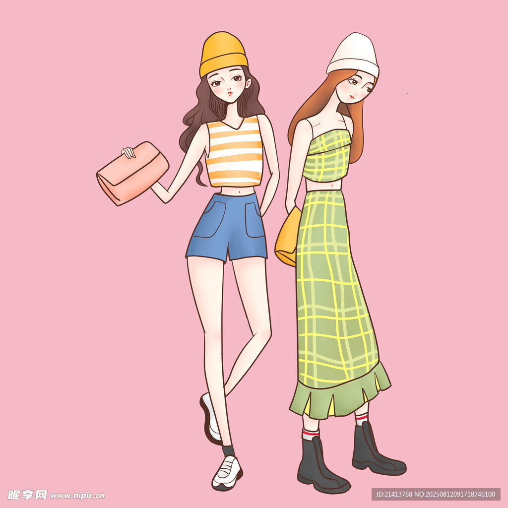 時(shí)尚女孩的休閑購(gòu)物裝扮