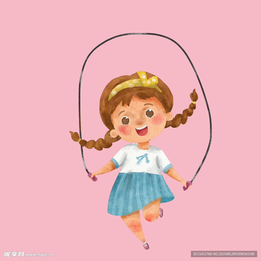 小女孩歡快跳繩瞬間
