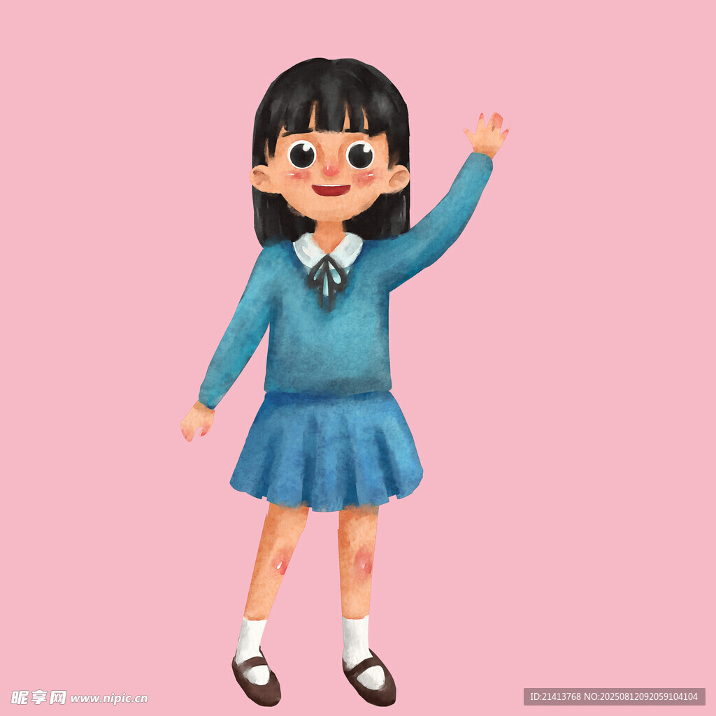 揮手的可愛女學(xué)生
