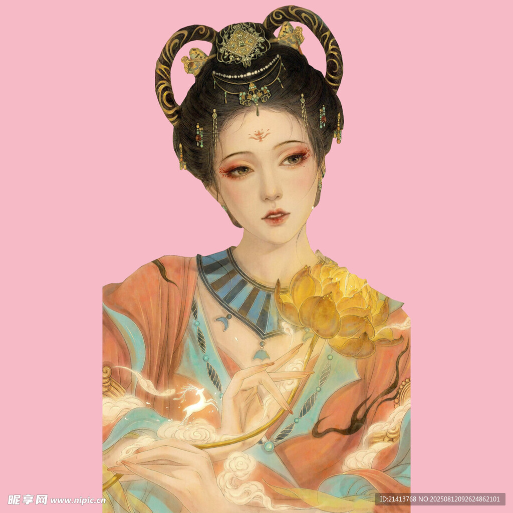 古風(fēng)佳人持扇優(yōu)雅扮相