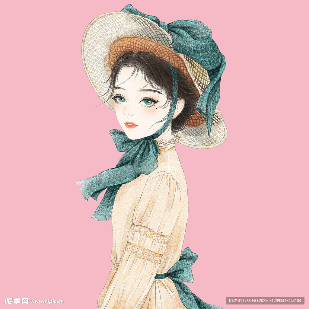 復(fù)古風(fēng)戴帽優(yōu)雅少女
