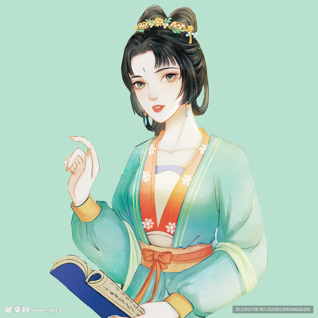 古風(fēng)持卷女子優(yōu)雅形象