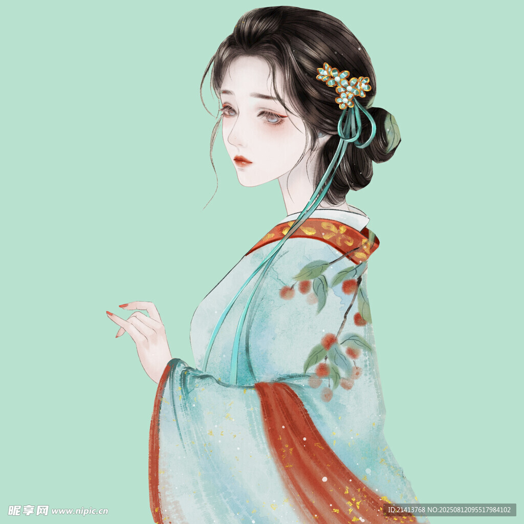 古風(fēng)漢服女子優(yōu)雅側(cè)立