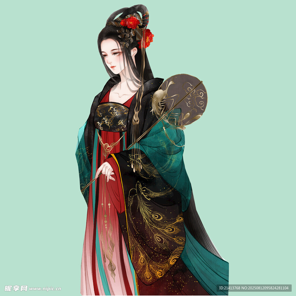 古風漢服女子持扇優(yōu)雅形象