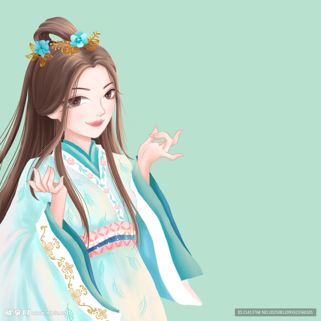 古風(fēng)漢服女子優(yōu)雅姿態(tài)