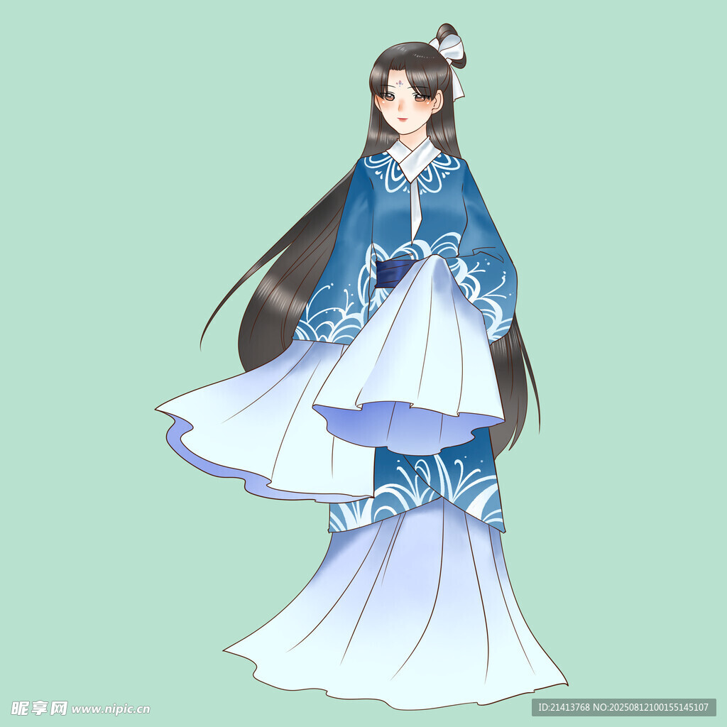 古風(fēng)長(zhǎng)裙女子飄逸形象