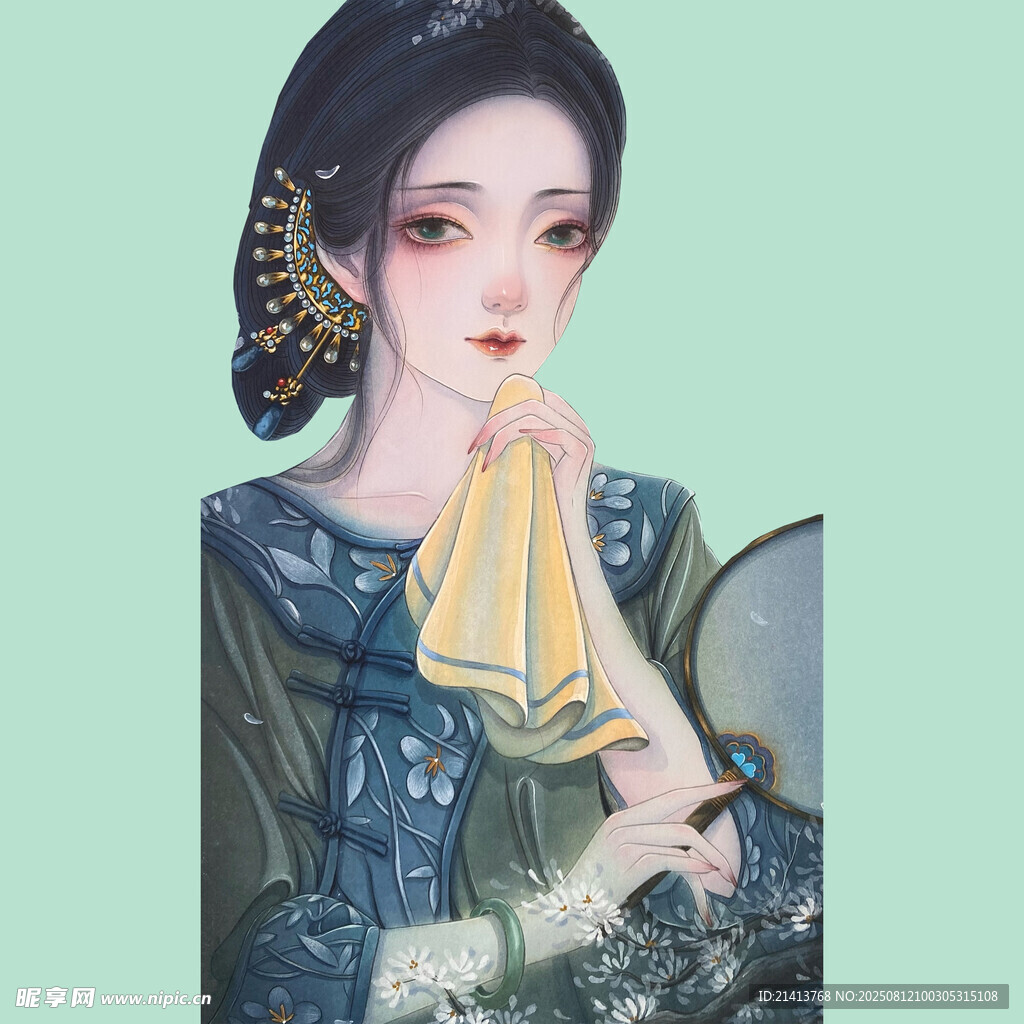 古風女子執(zhí)扇優(yōu)雅姿態(tài)