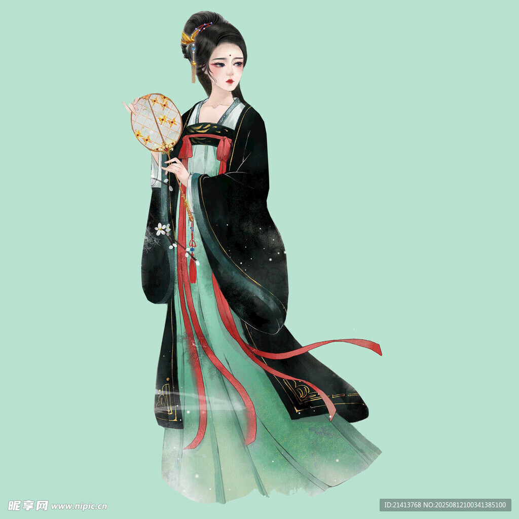 古風(fēng)持扇典雅古裝女子