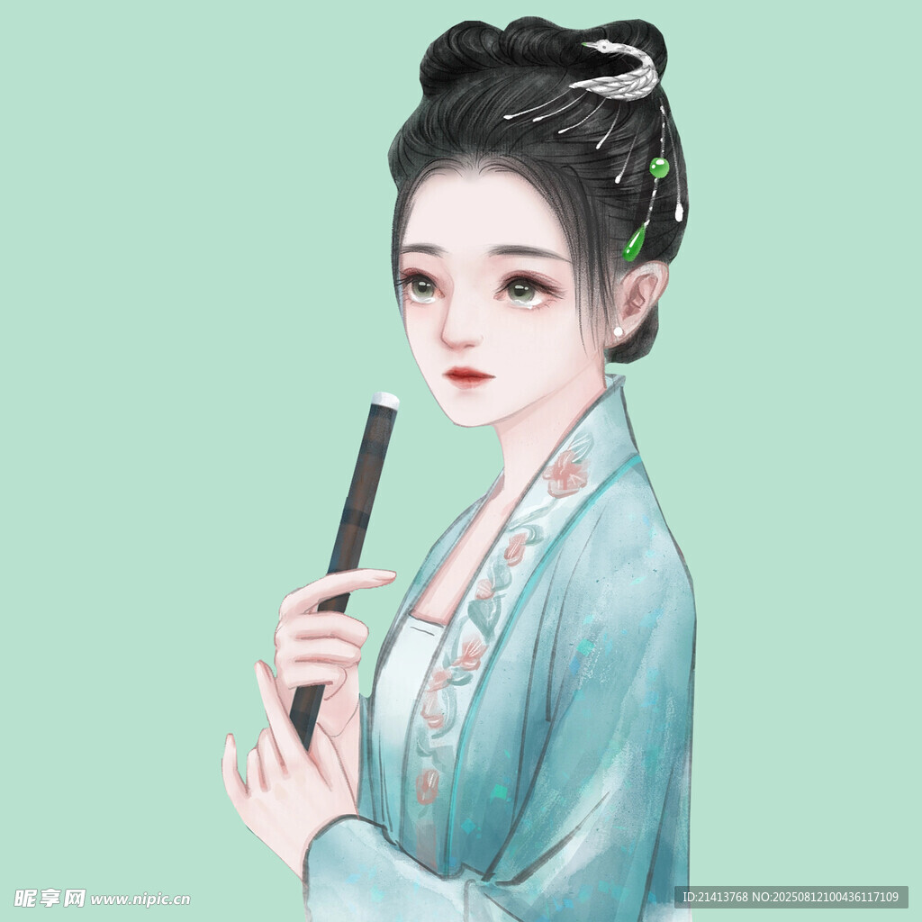 古風女子持笛優(yōu)雅圖