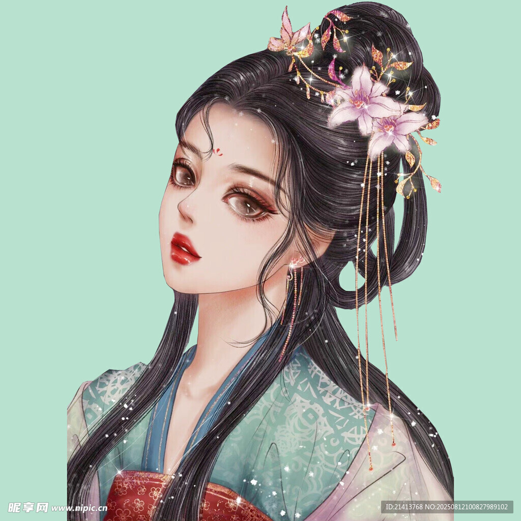 古風(fēng)漢服女子優(yōu)雅發(fā)髻造型
