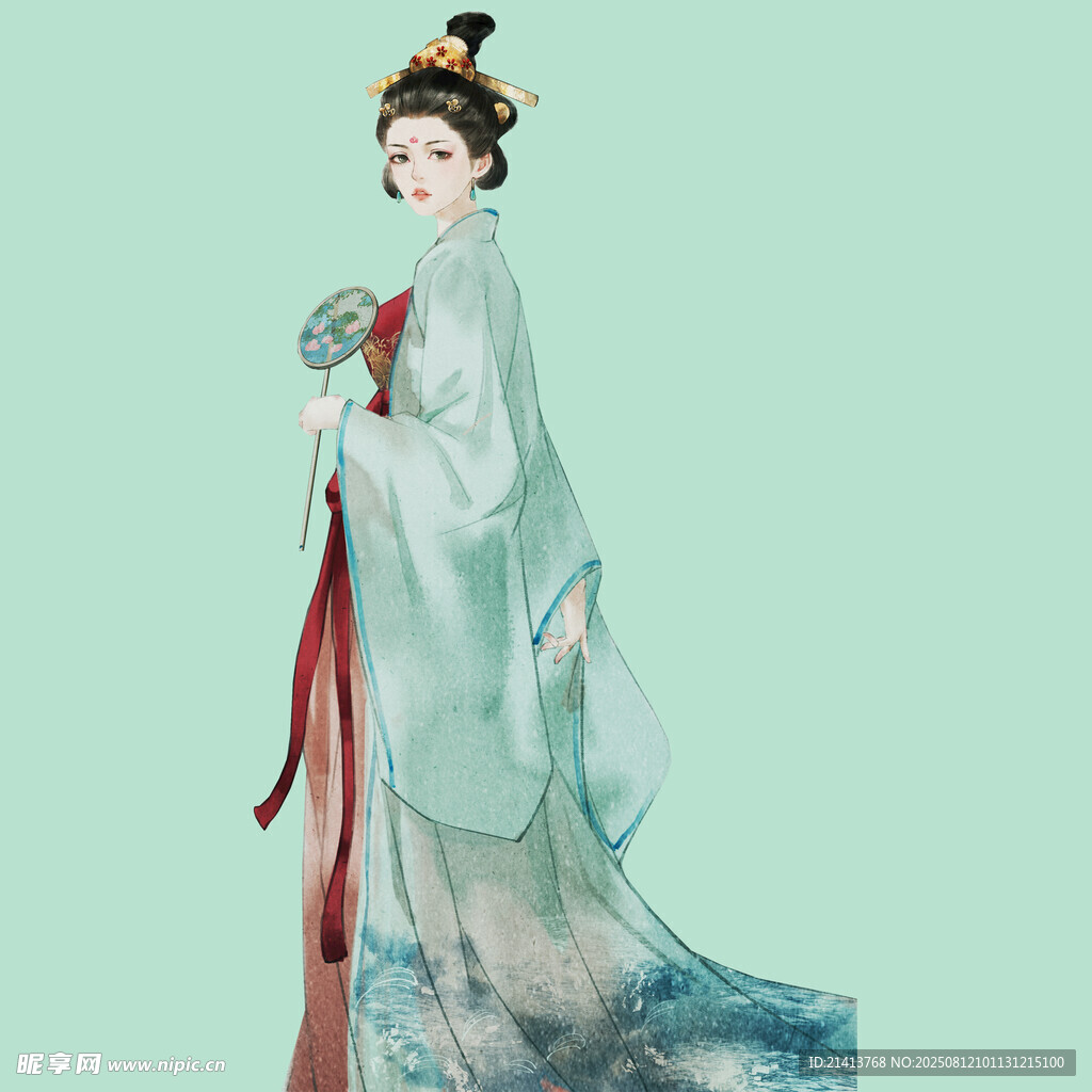 古風漢服女子優(yōu)雅持花