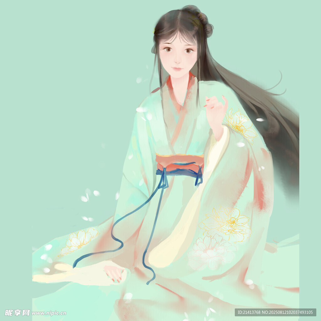 古風(fēng)漢服女子優(yōu)雅坐姿