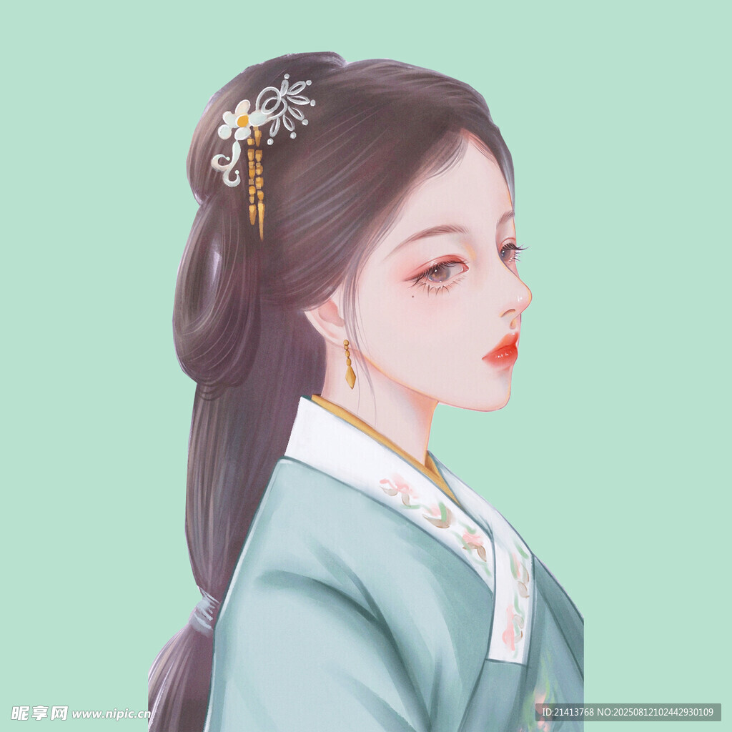 古風女子側(cè)顏 溫婉動人