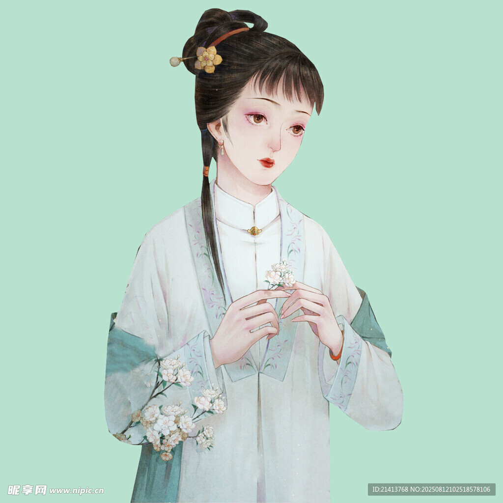 古風(fēng)女子著漢服優(yōu)雅姿態(tài)