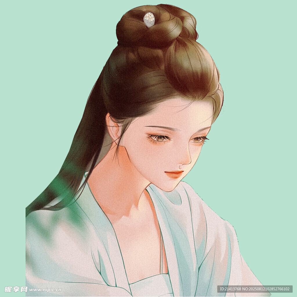 古風(fēng)女子低眉溫婉圖