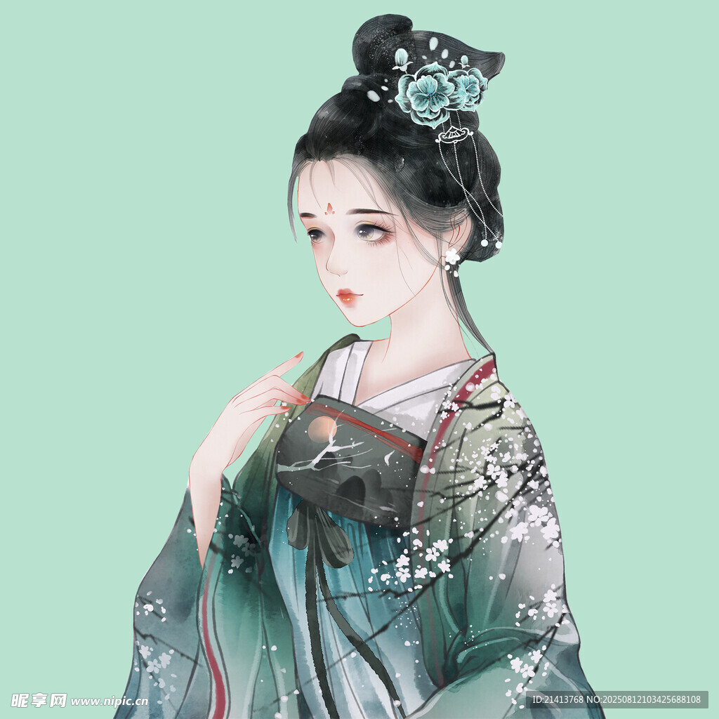 古風(fēng)漢服女子優(yōu)雅姿態(tài)