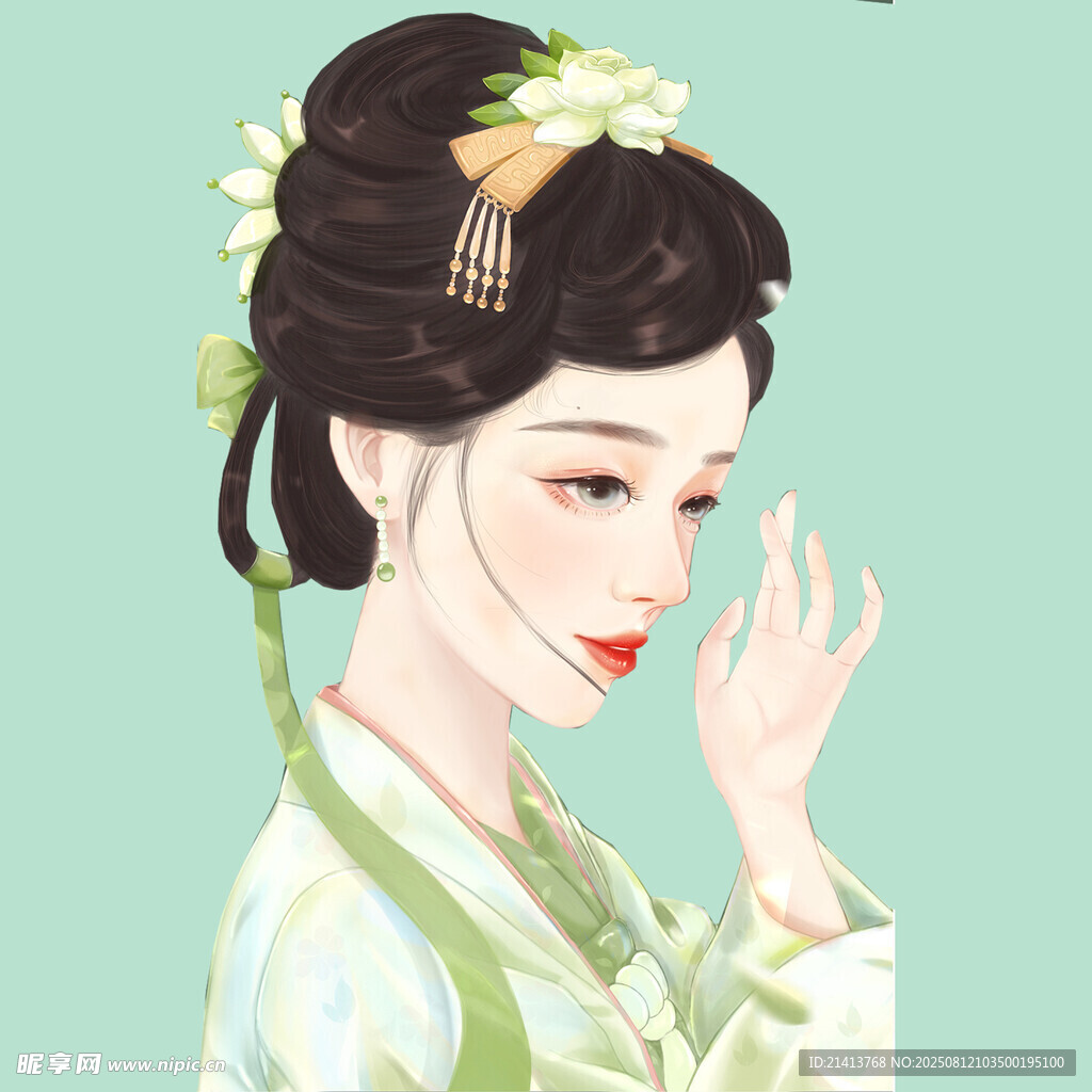 古風佳人 青絲簪花展溫婉
