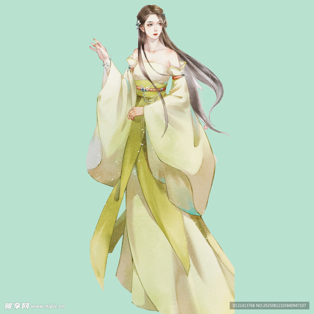 古風(fēng)飄逸長裙女子形象