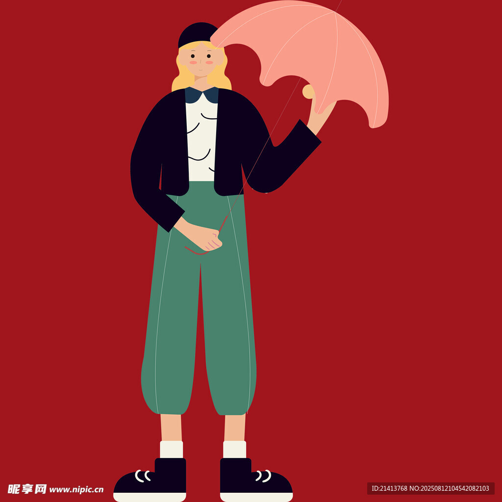 手持扇子的時(shí)尚人物形象