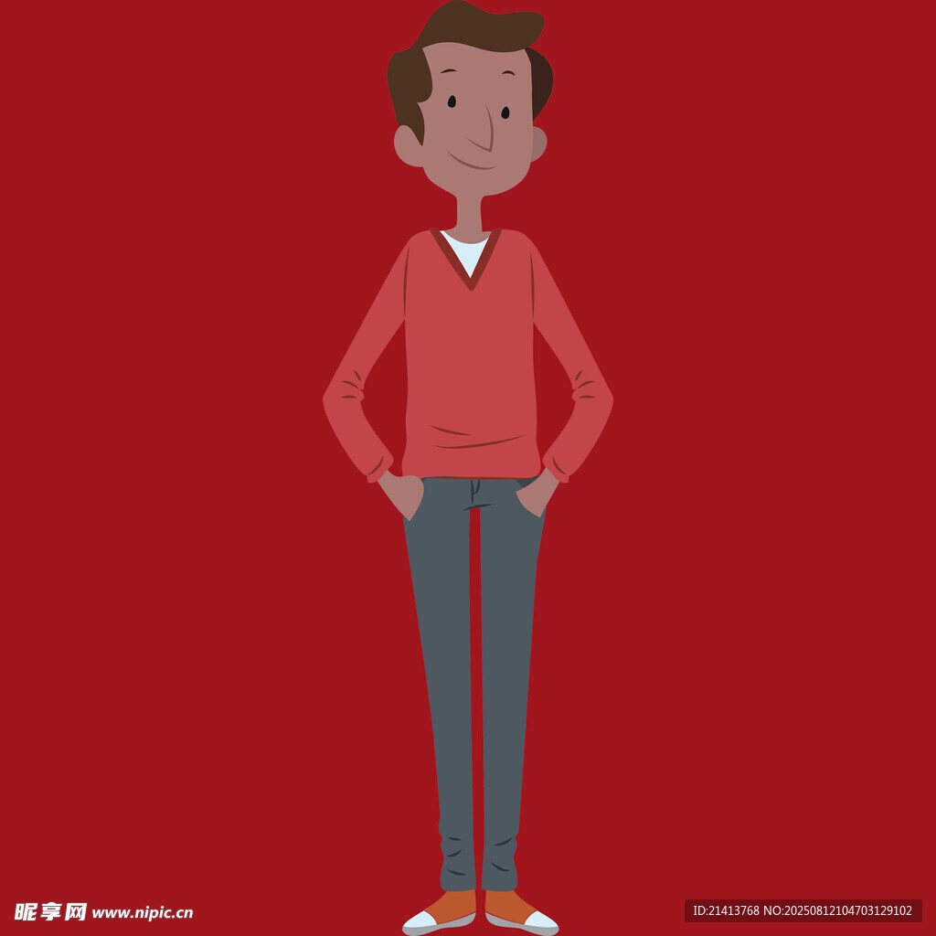 紅衣男子雙手插兜站立