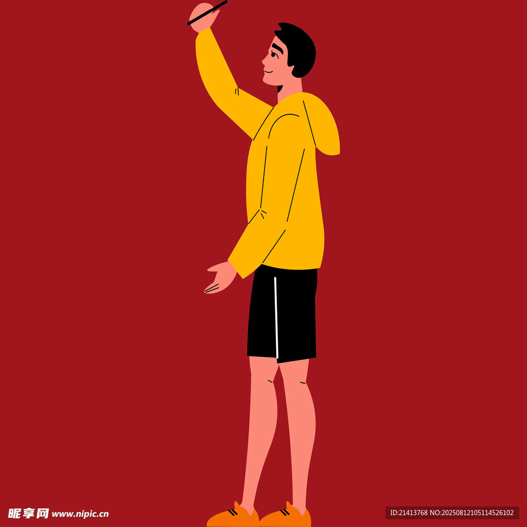 穿黃衣男子抬手打電話