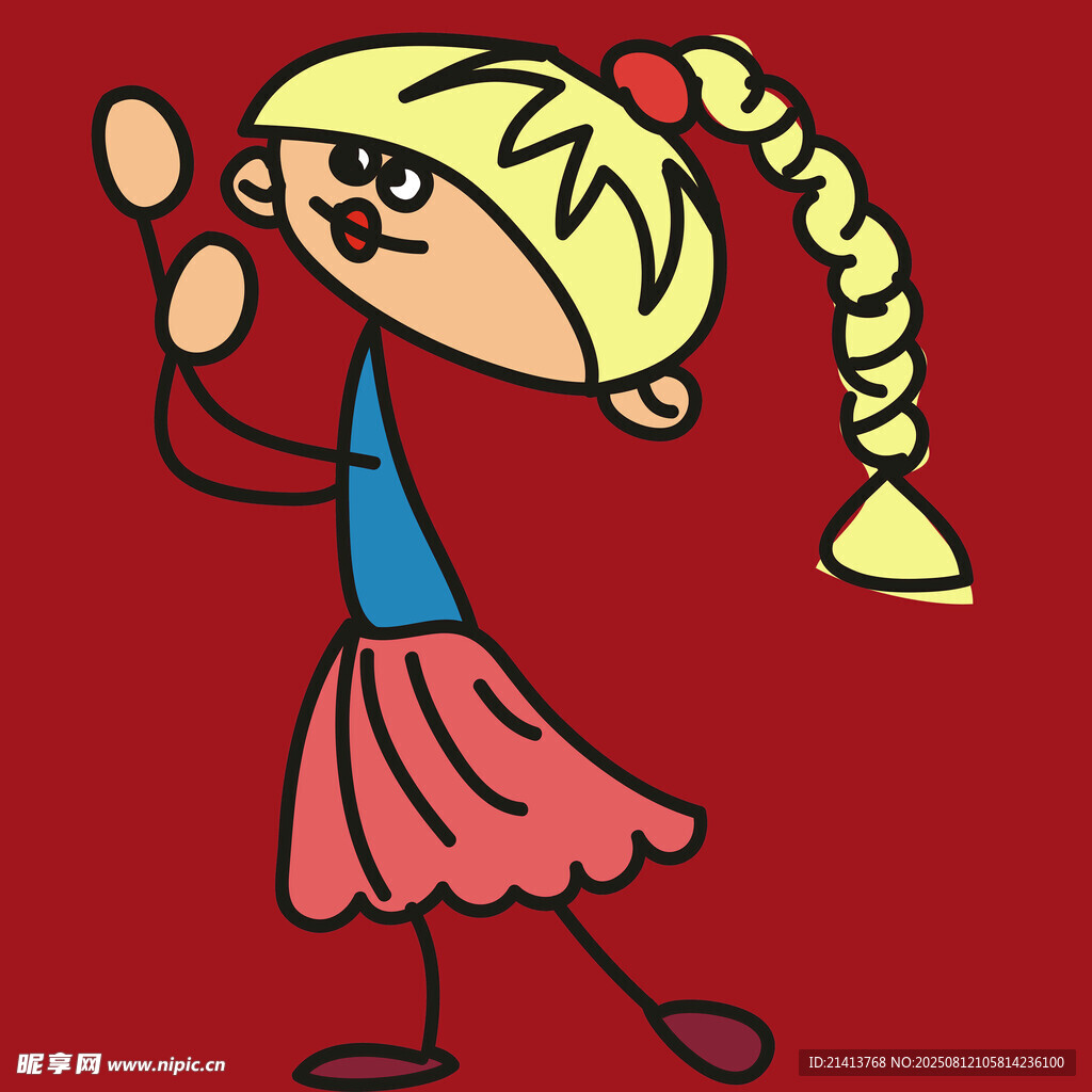 扎辮女孩歡快起舞