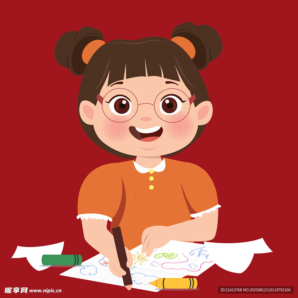 小女孩專注做手工