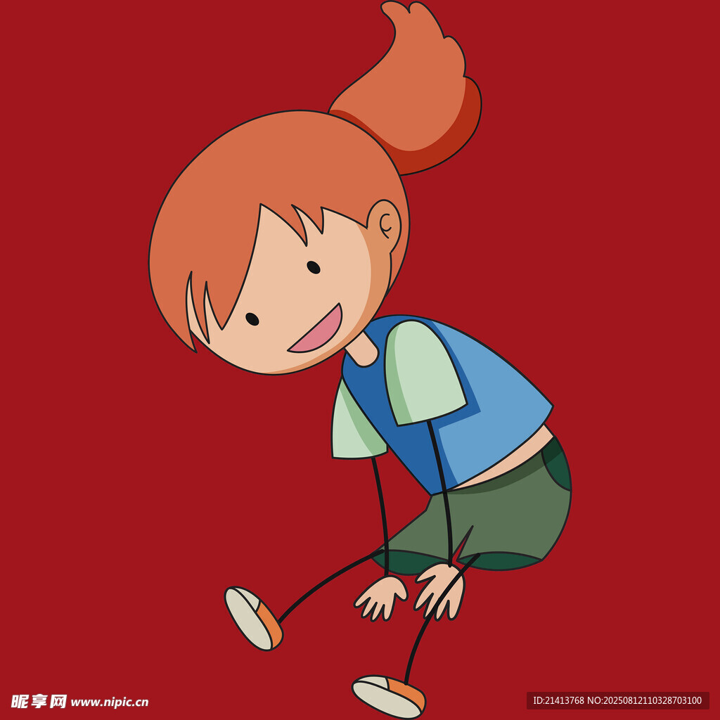 扎馬尾女孩彎腰撿東西