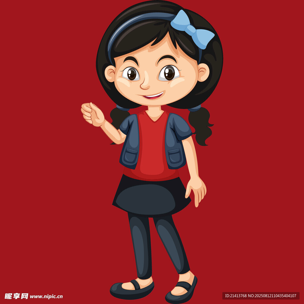 可愛女孩打招呼