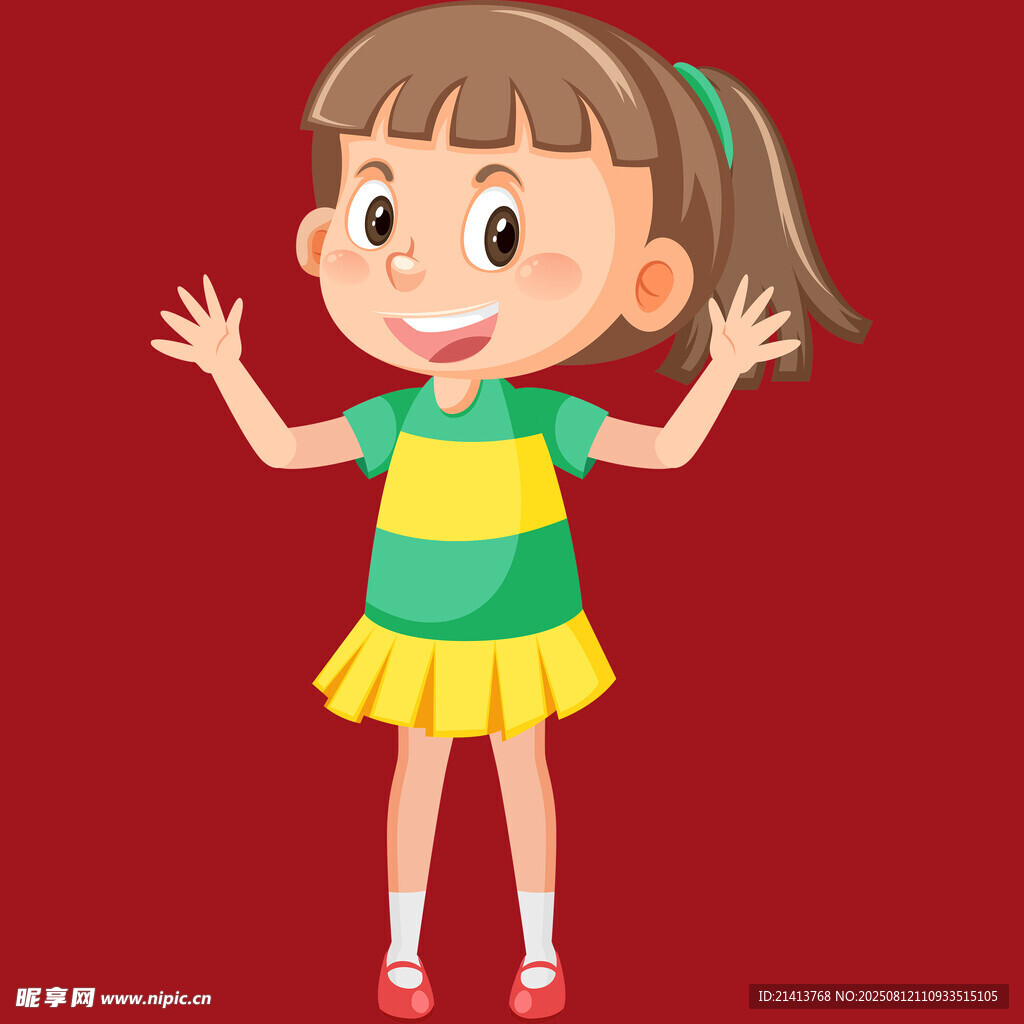 快樂小女孩張開雙臂
