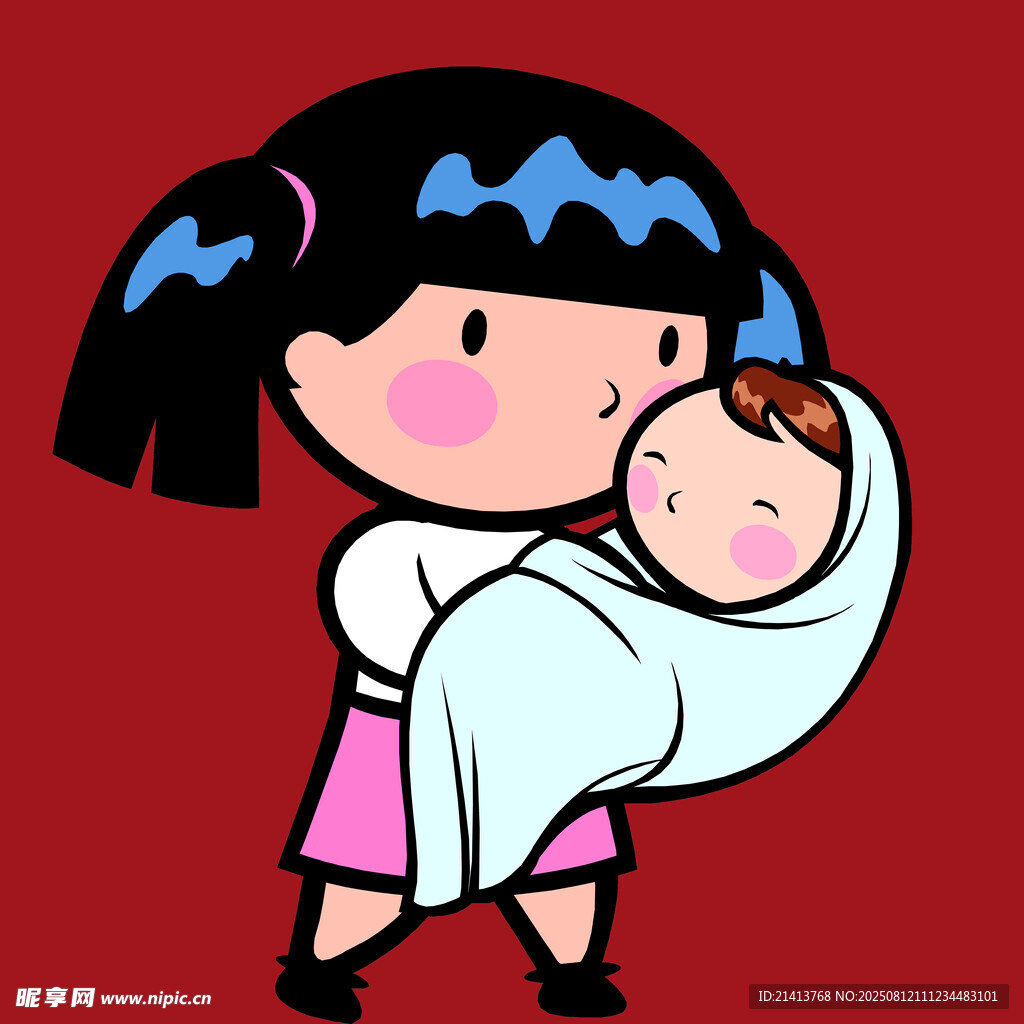 姐姐溫柔抱嬰兒