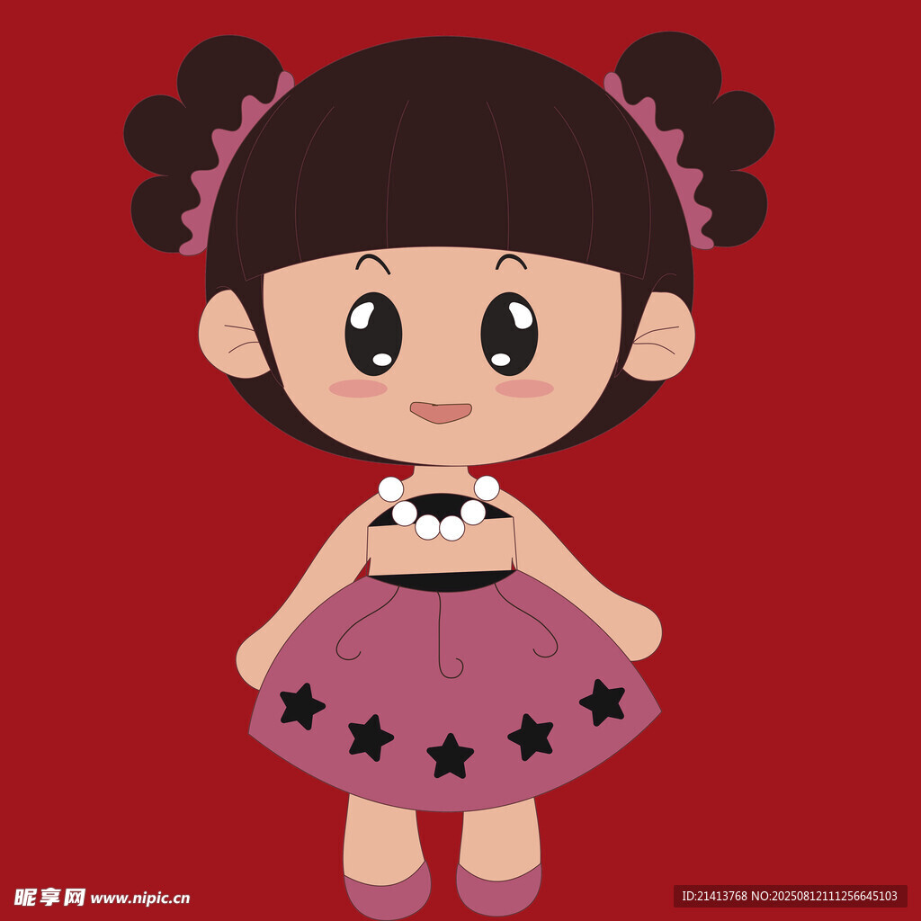 可愛(ài)雙馬尾小女孩卡通形象