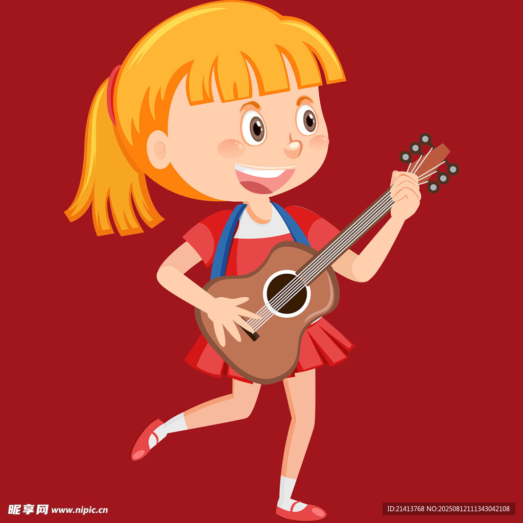 彈吉他的歡快小女孩