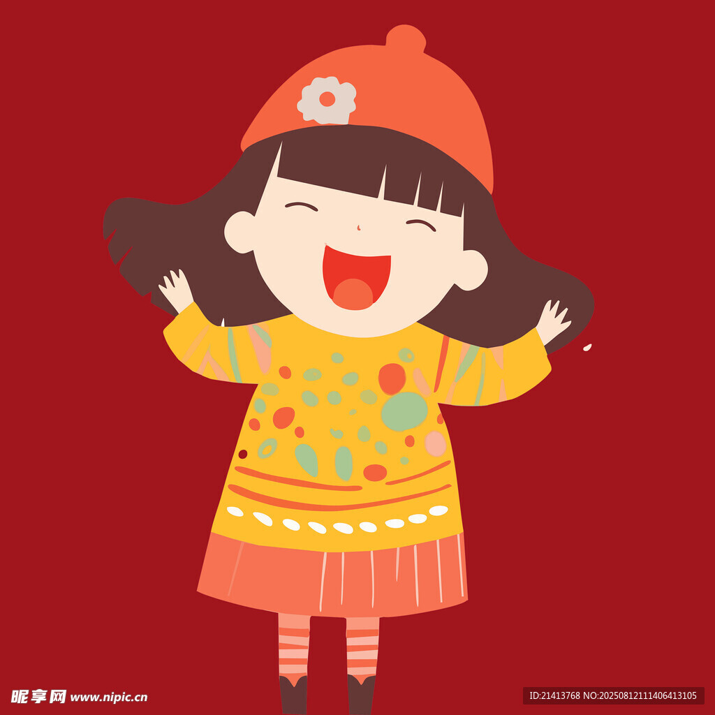 歡樂女孩穿節(jié)日服飾