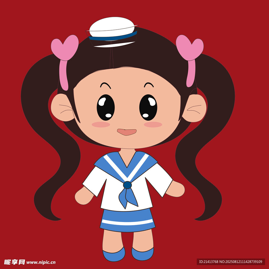 可愛雙馬尾水手服小女孩