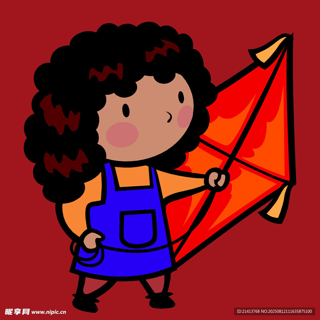 小女孩手持鮮艷風(fēng)箏