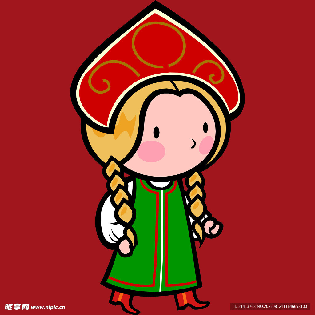 可愛俄羅斯傳統(tǒng)服飾女孩
