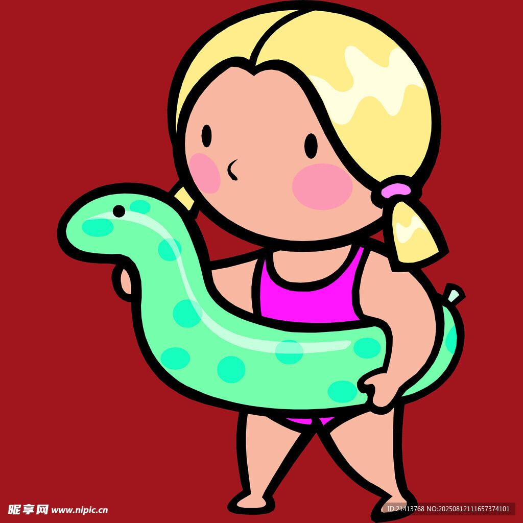 抱充氣玩具的可愛(ài)金發(fā)女孩