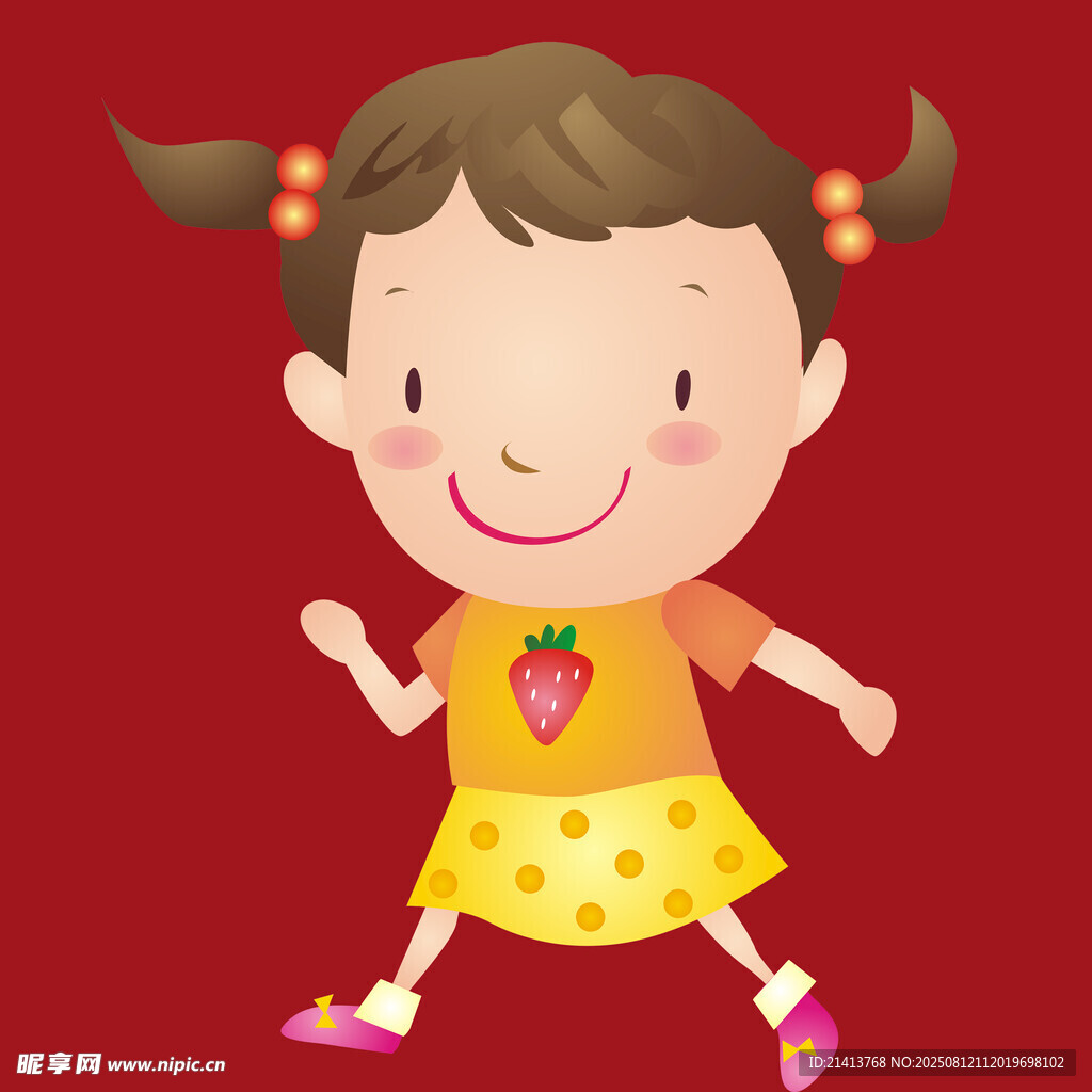 奔跑的可愛小女孩
