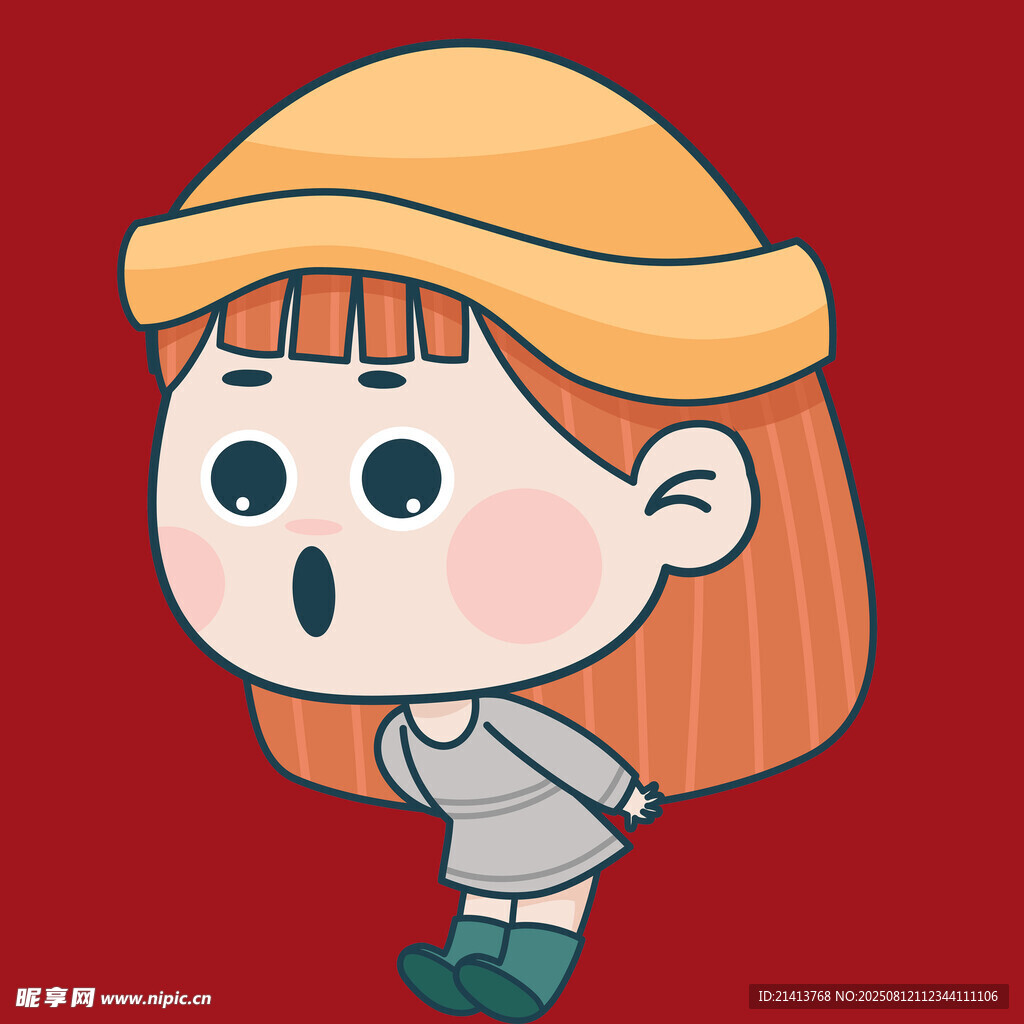 戴帽女孩驚訝表情