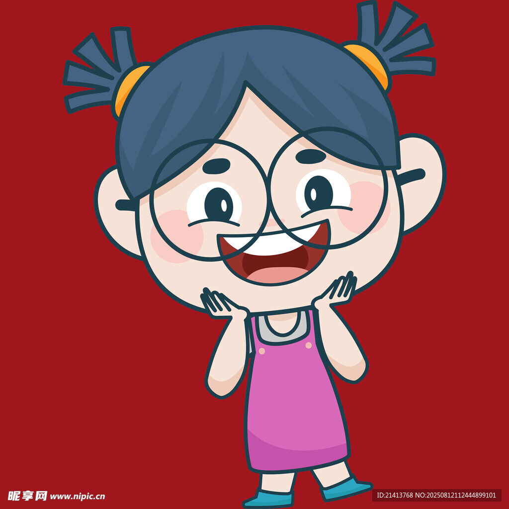 可愛扎辮女孩開心模樣