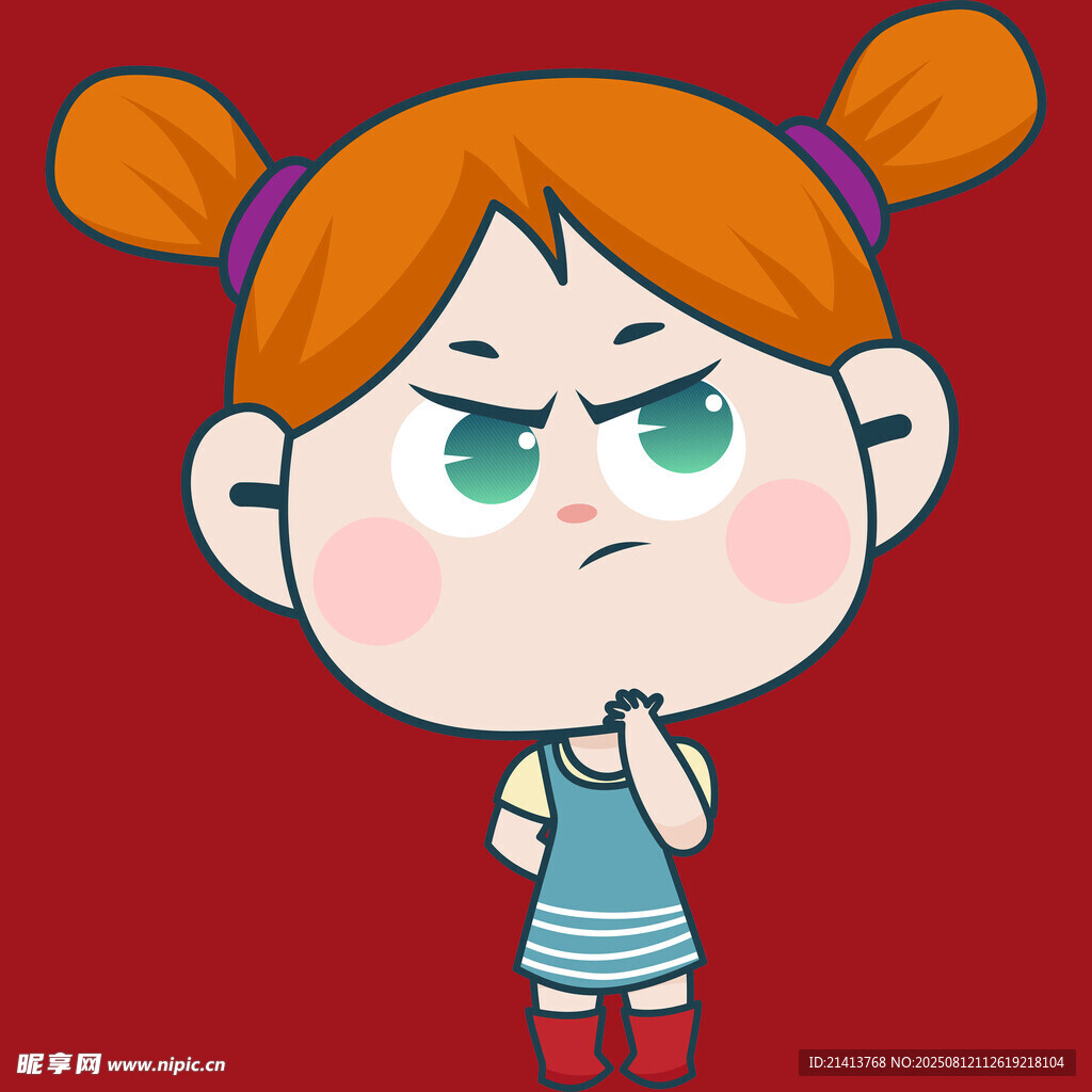 生氣的雙馬尾小女孩