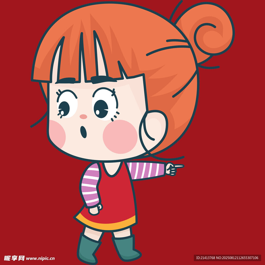 可愛紅發(fā)女孩指向一側(cè)