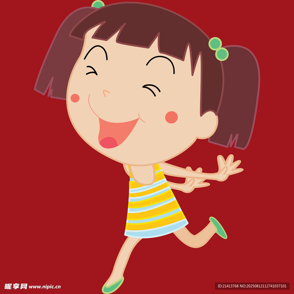 奔跑的快樂小女孩